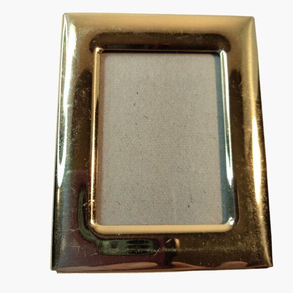 Miniature Gold Tone Metal Photo Frame 2 x 2 inch Picture Stand Desktop - Picture 1 of 7
